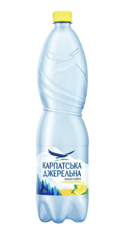 Вода мінеральна с/газ Карпатська джерельна з ароматом лимона 1.5л ПЕТ